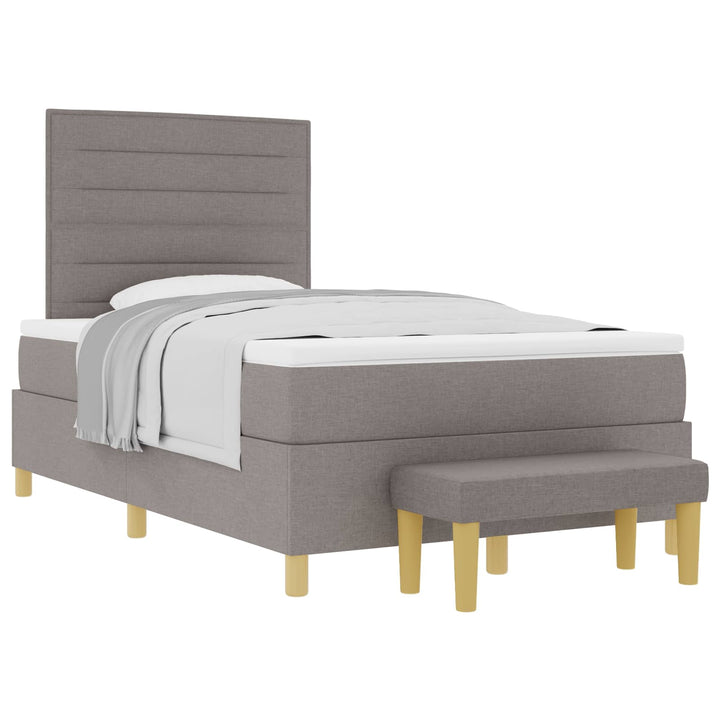 Box spring seng med hovedgærde Gråbrun 190 x 120 cm Stof
