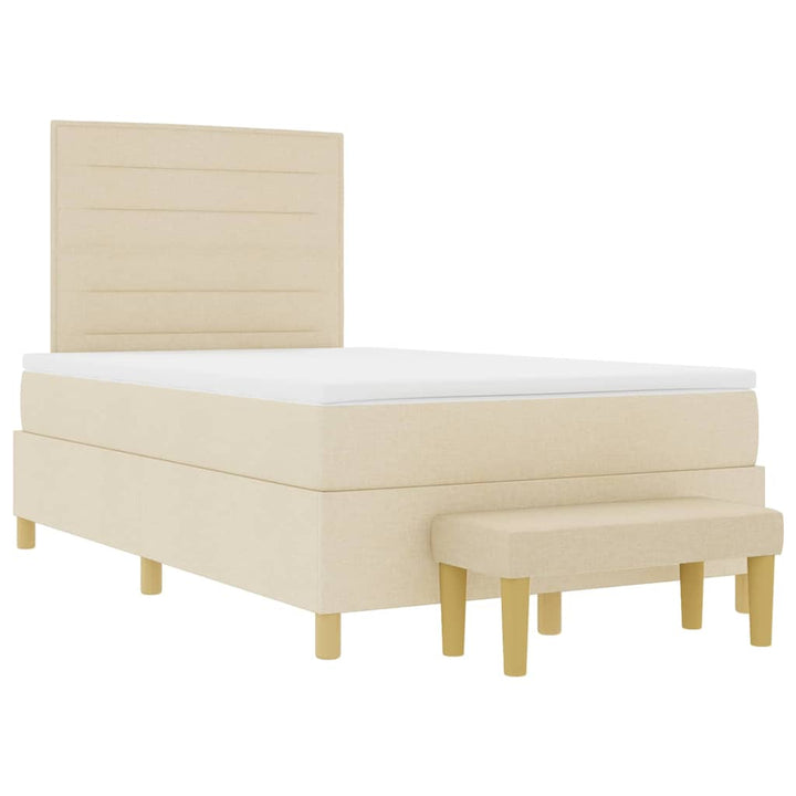 Box spring seng med pude med hovedgærde Creme 190 x 120 cm Stof