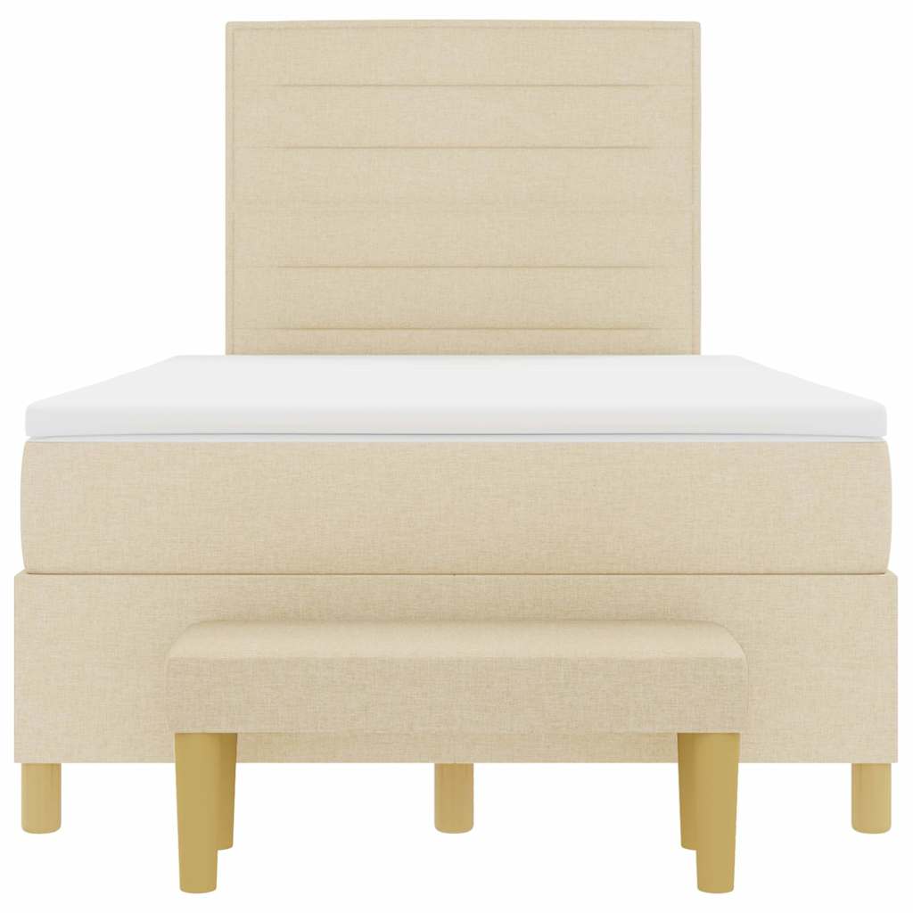 Box spring seng med pude med hovedgærde Creme 190 x 120 cm Stof