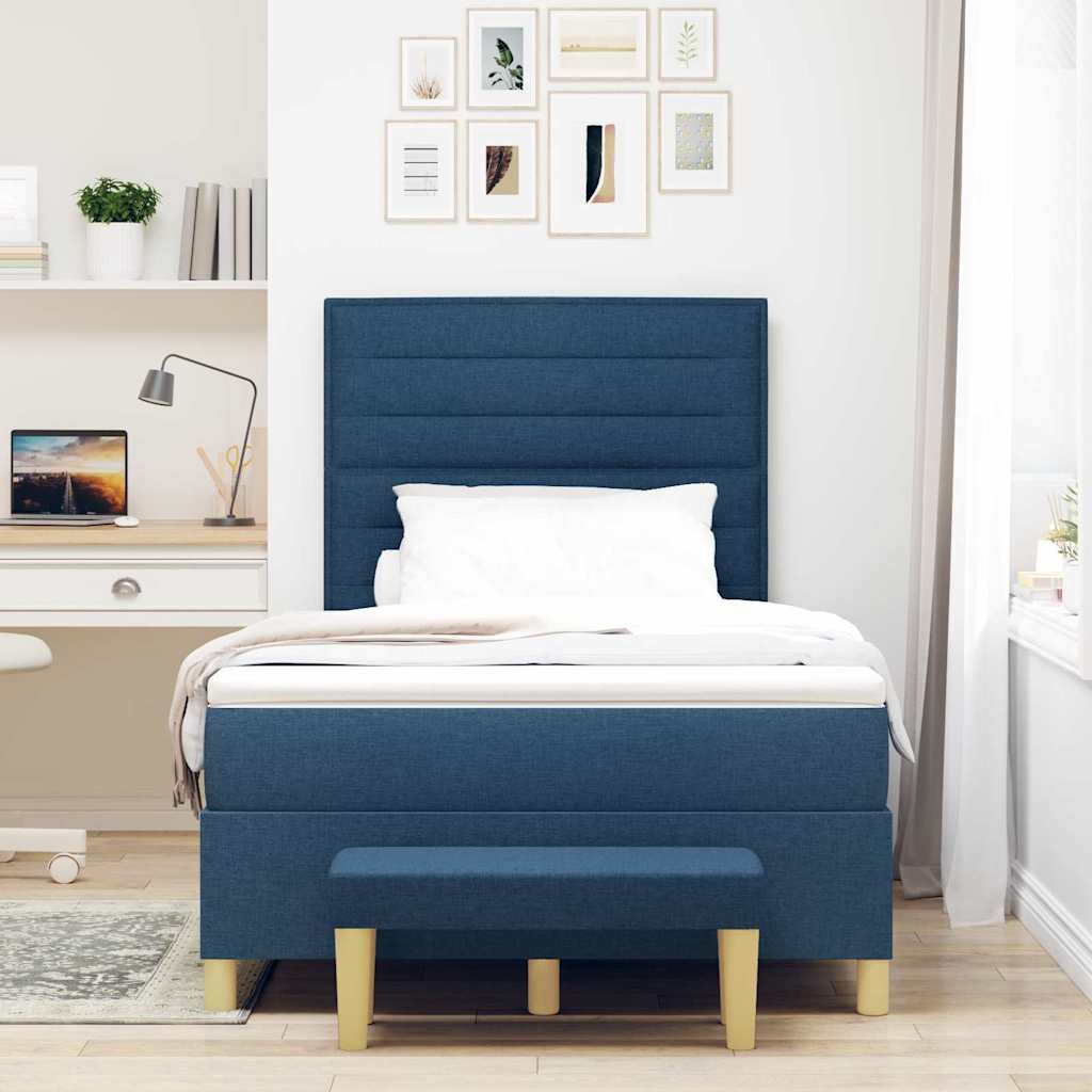 Box spring seng med pude med hovedgærde Blå 190 x 120 cm Stof