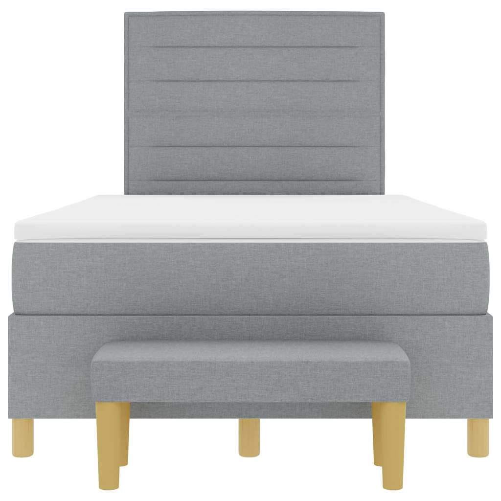 Box spring seng med hovedgærde Lysegrå 200 x 120 cm Stof