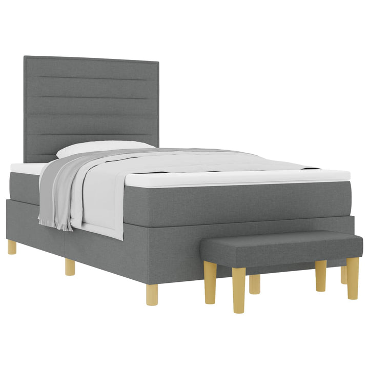 Box spring seng med hovedgærde Mørkegrå 200 x 120 cm Stof
