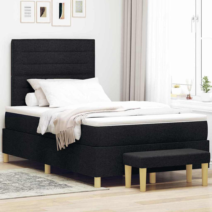 Box spring seng med hovedgærde Sort 200 x 120 cm Stof