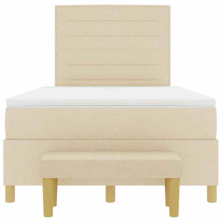 Box spring seng med hovedgærde Creme 200 x 120 cm Stof