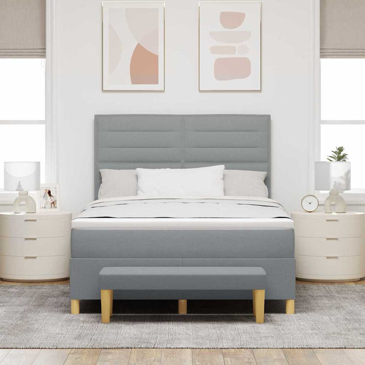 Box spring seng med hovedgærde Lysegrå 190 x 140 cm Stof