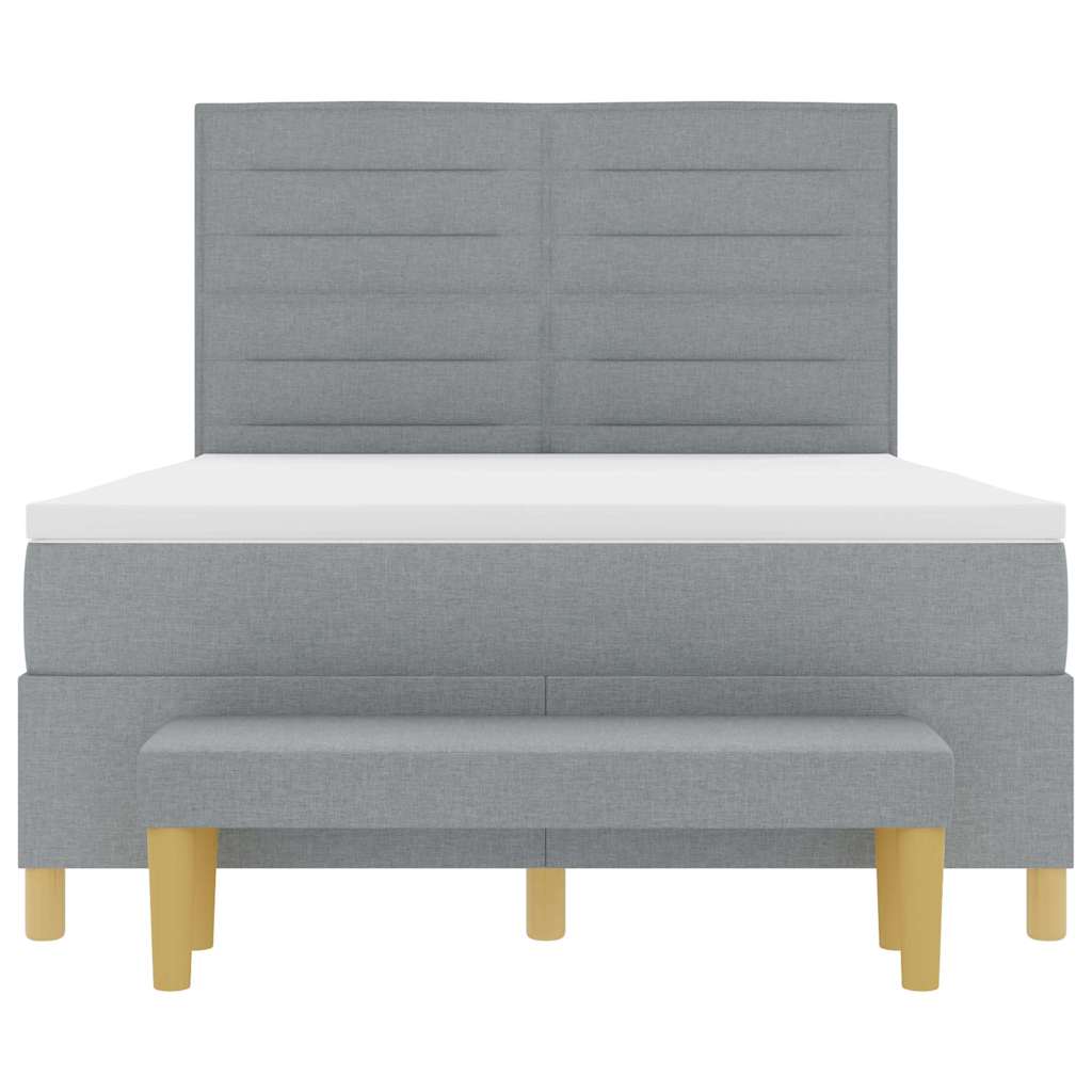 Box spring seng med hovedgærde Lysegrå 190 x 140 cm Stof