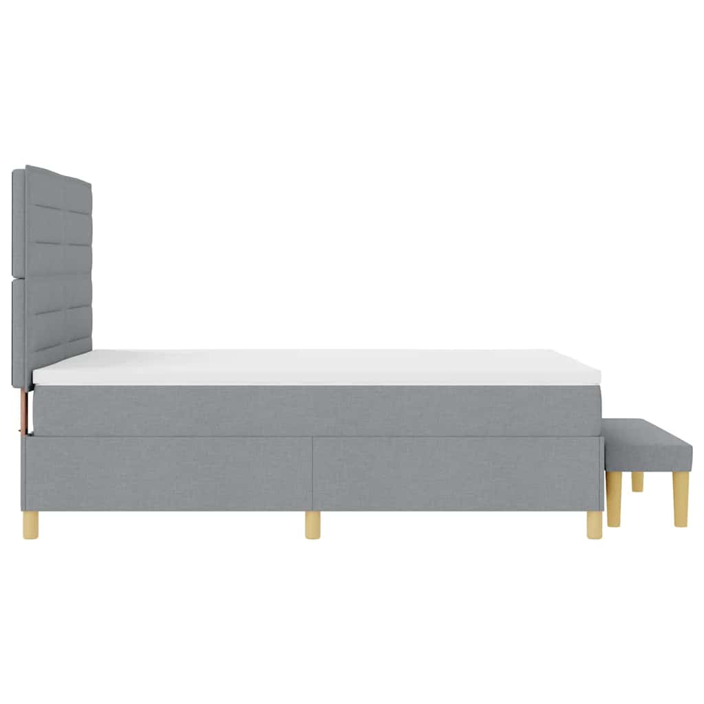 Box spring seng med hovedgærde Lysegrå 190 x 140 cm Stof