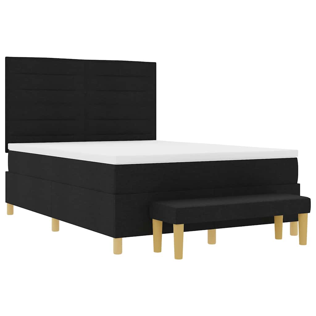 Box spring seng med hovedgærde Sort 190 x 140 cm Stof