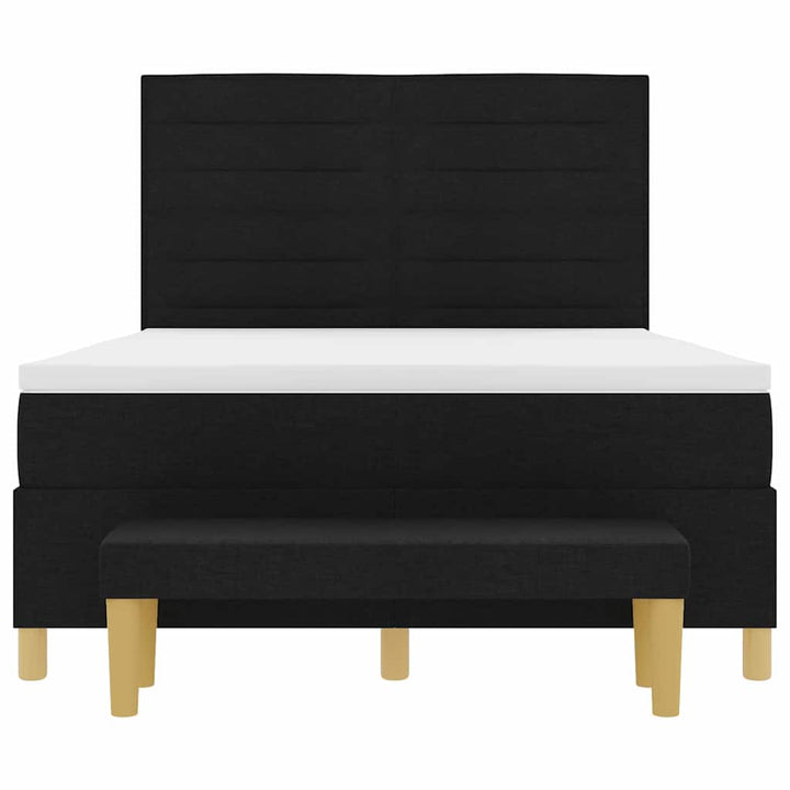Box spring seng med hovedgærde Sort 190 x 140 cm Stof