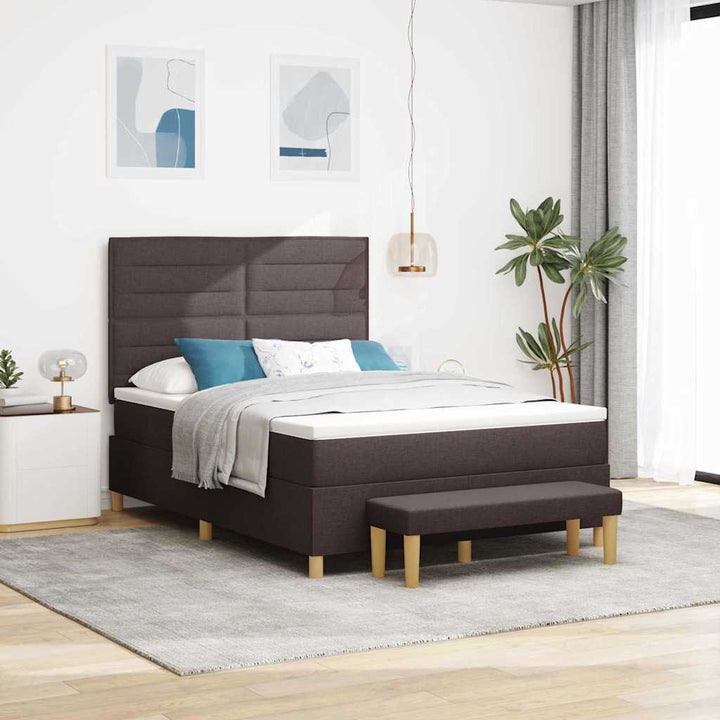 Box spring seng med hovedgærde Mørkebrun 190 x 140 cm Stof