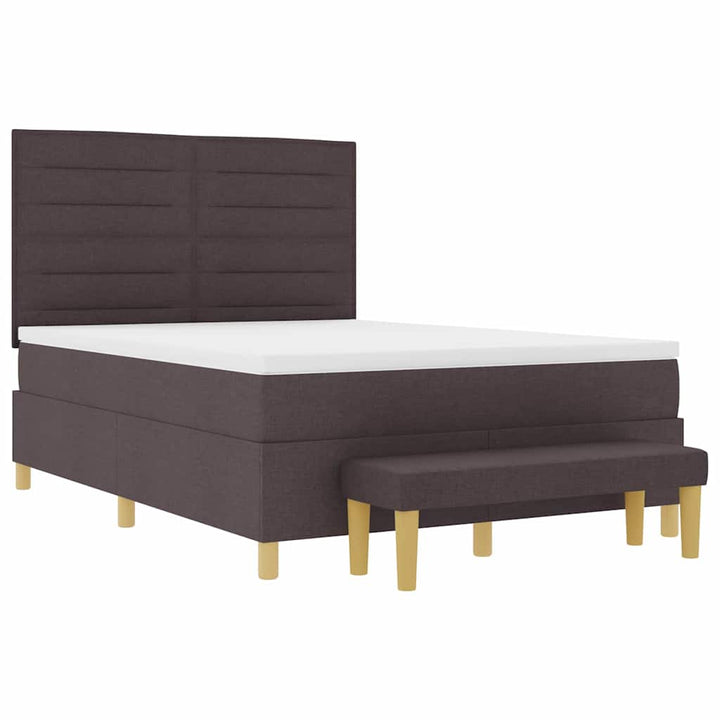 Box spring seng med hovedgærde Mørkebrun 190 x 140 cm Stof
