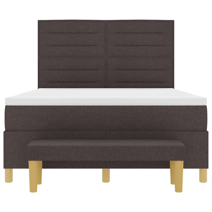 Box spring seng med hovedgærde Mørkebrun 190 x 140 cm Stof