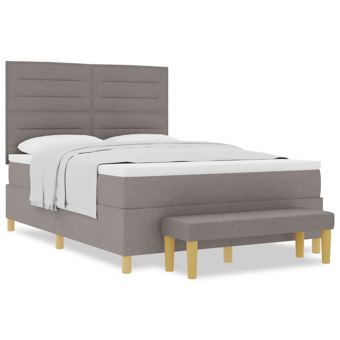 Box spring seng med hovedgærde Gråbrun 190 x 140 cm Stof