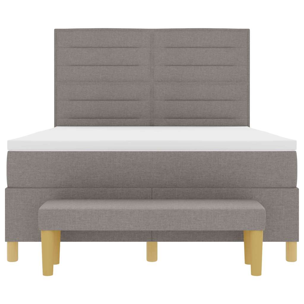 Box spring seng med hovedgærde Gråbrun 190 x 140 cm Stof