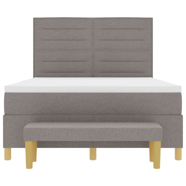 Box spring seng med hovedgærde Gråbrun 190 x 140 cm Stof