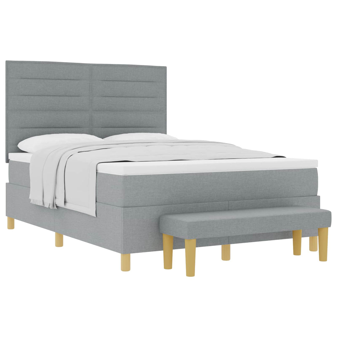 Box spring seng med pude Lysegrå 200 x 140 cm Stof