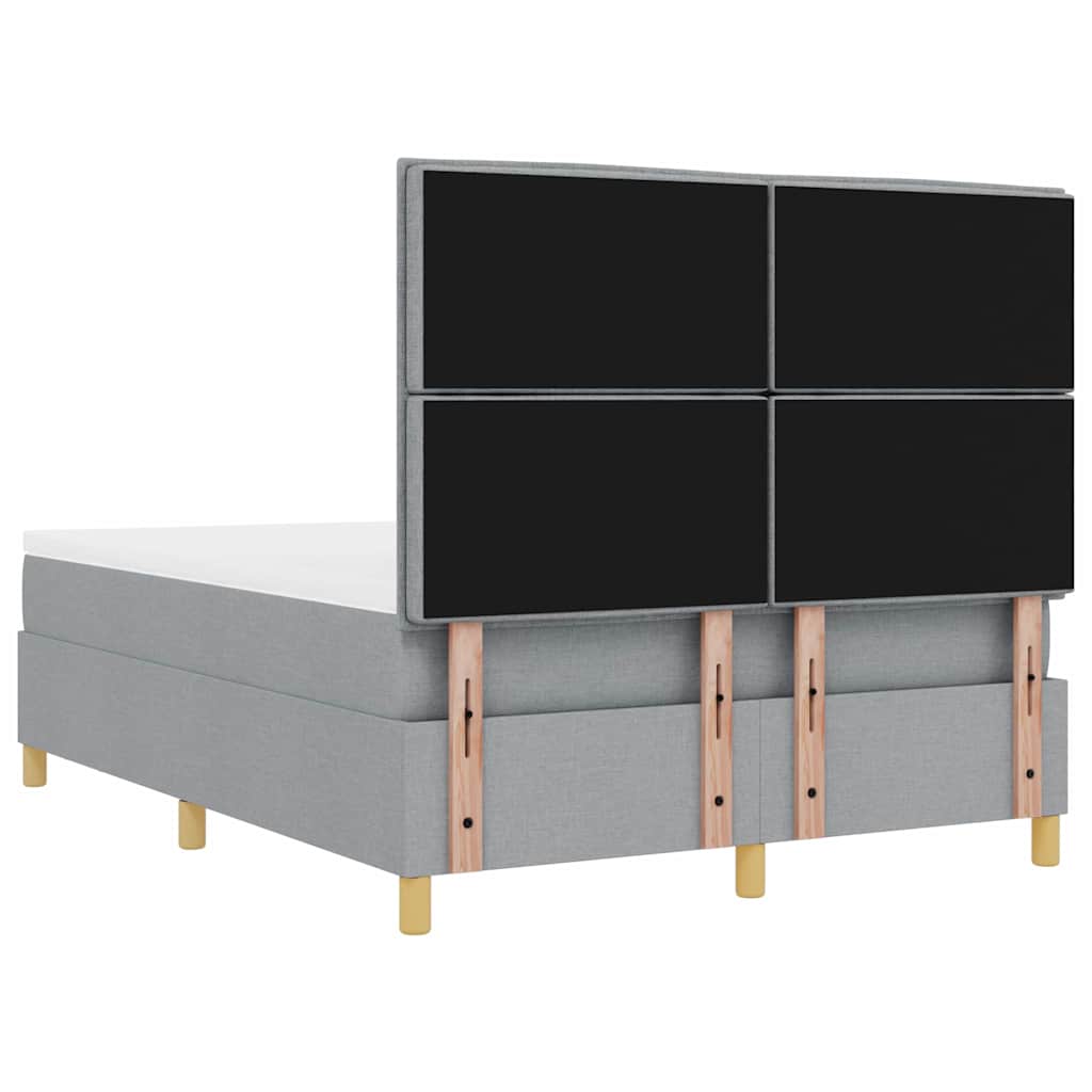 Box spring seng med pude Lysegrå 200 x 140 cm Stof