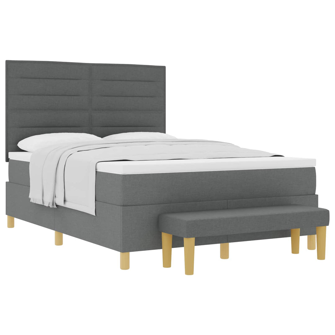Box spring seng med pude Mørkegrå 200 x 140 cm Stof