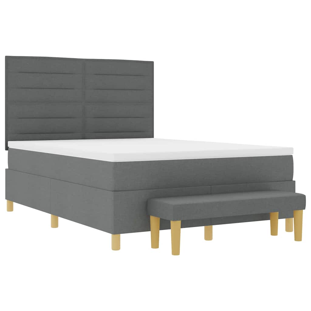 Box spring seng med pude Mørkegrå 200 x 140 cm Stof
