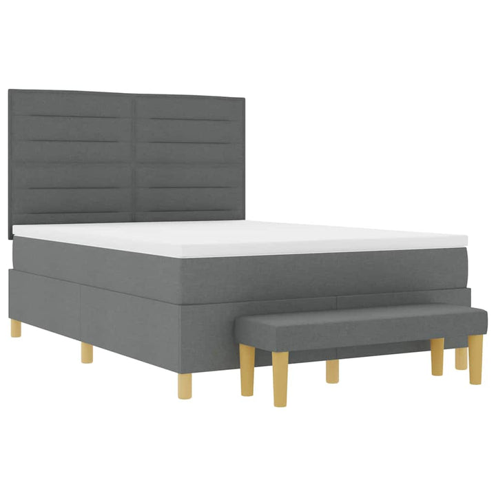 Box spring seng med pude Mørkegrå 200 x 140 cm Stof