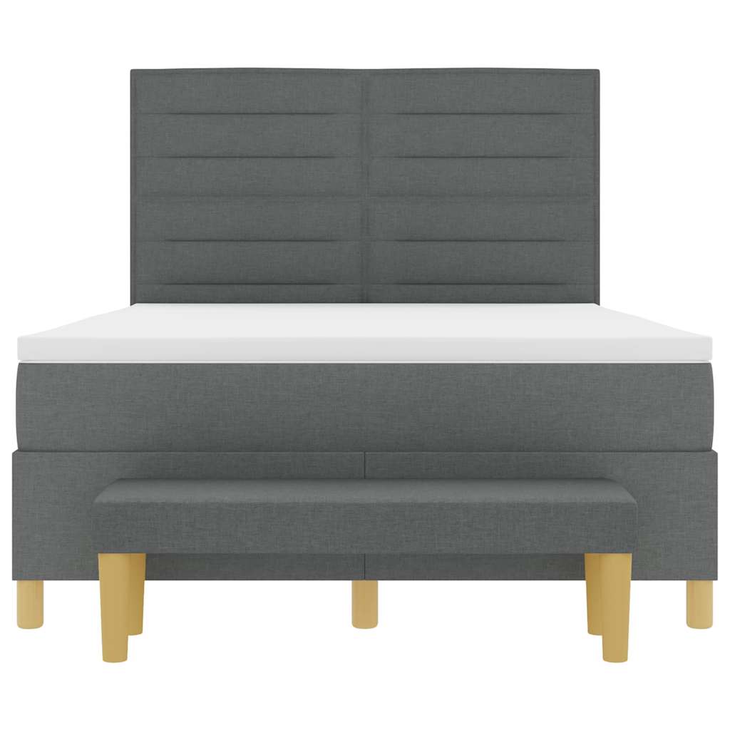 Box spring seng med pude Mørkegrå 200 x 140 cm Stof