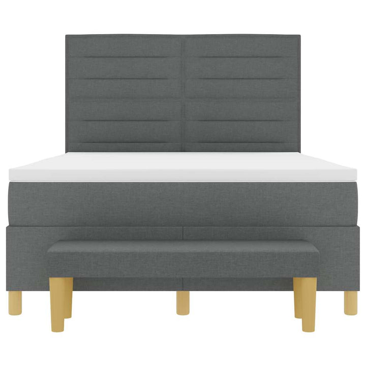 Box spring seng med pude Mørkegrå 200 x 140 cm Stof