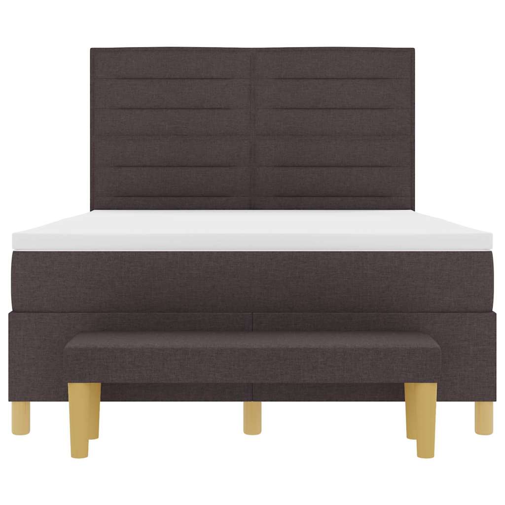 Box spring seng med hovedgærde Mørkebrun 200 x 140 cm Stof