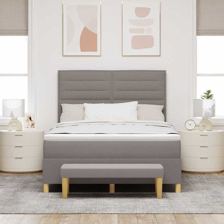 Box spring seng med hovedgærde Gråbrun 200 x 140 cm Stof