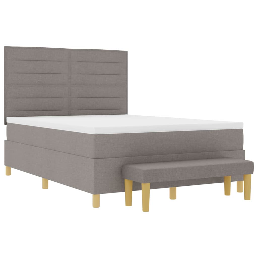 Box spring seng med hovedgærde Gråbrun 200 x 140 cm Stof