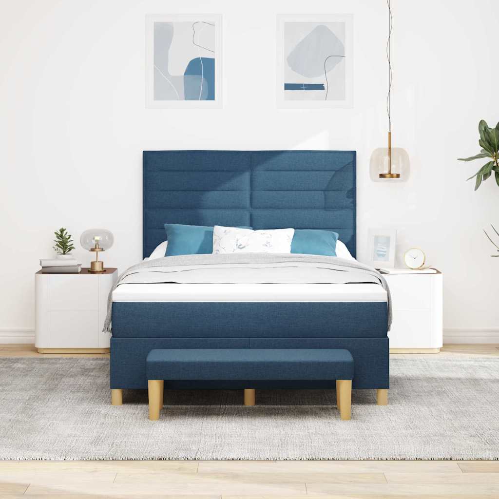 Box spring seng med hovedgærde Blå 200 x 140 cm Stof