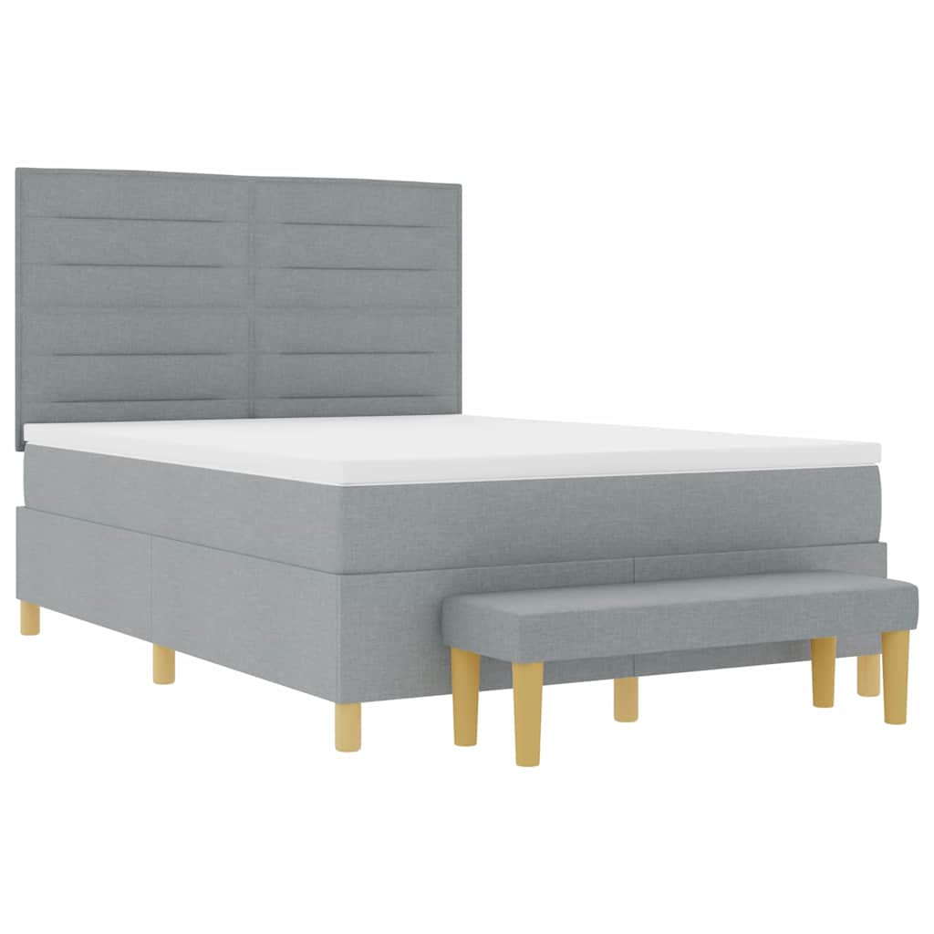 Box spring seng med pude Lysegrå 200 x 160 cm Stof
