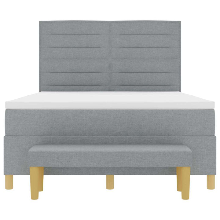 Box spring seng med pude Lysegrå 200 x 160 cm Stof