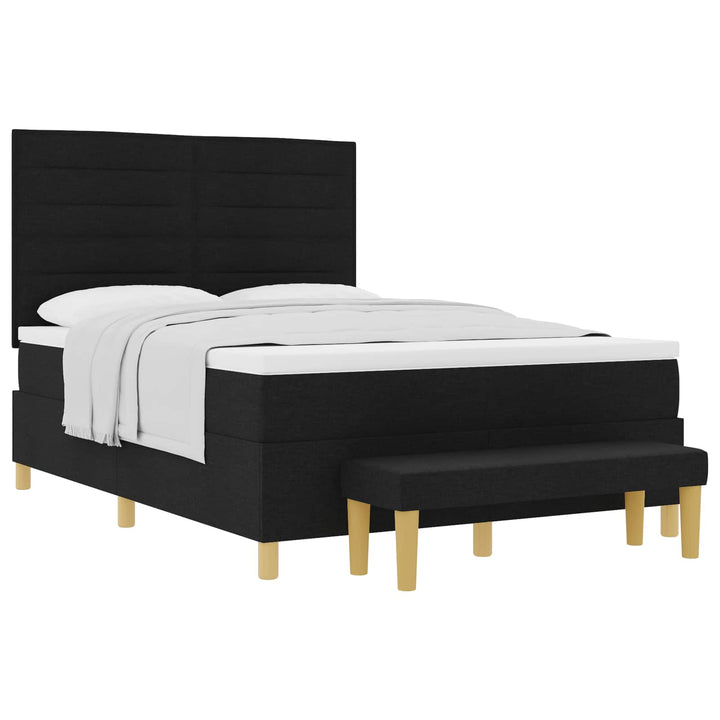 Box spring seng med hovedgærde Sort 200 x 160 cm Stof