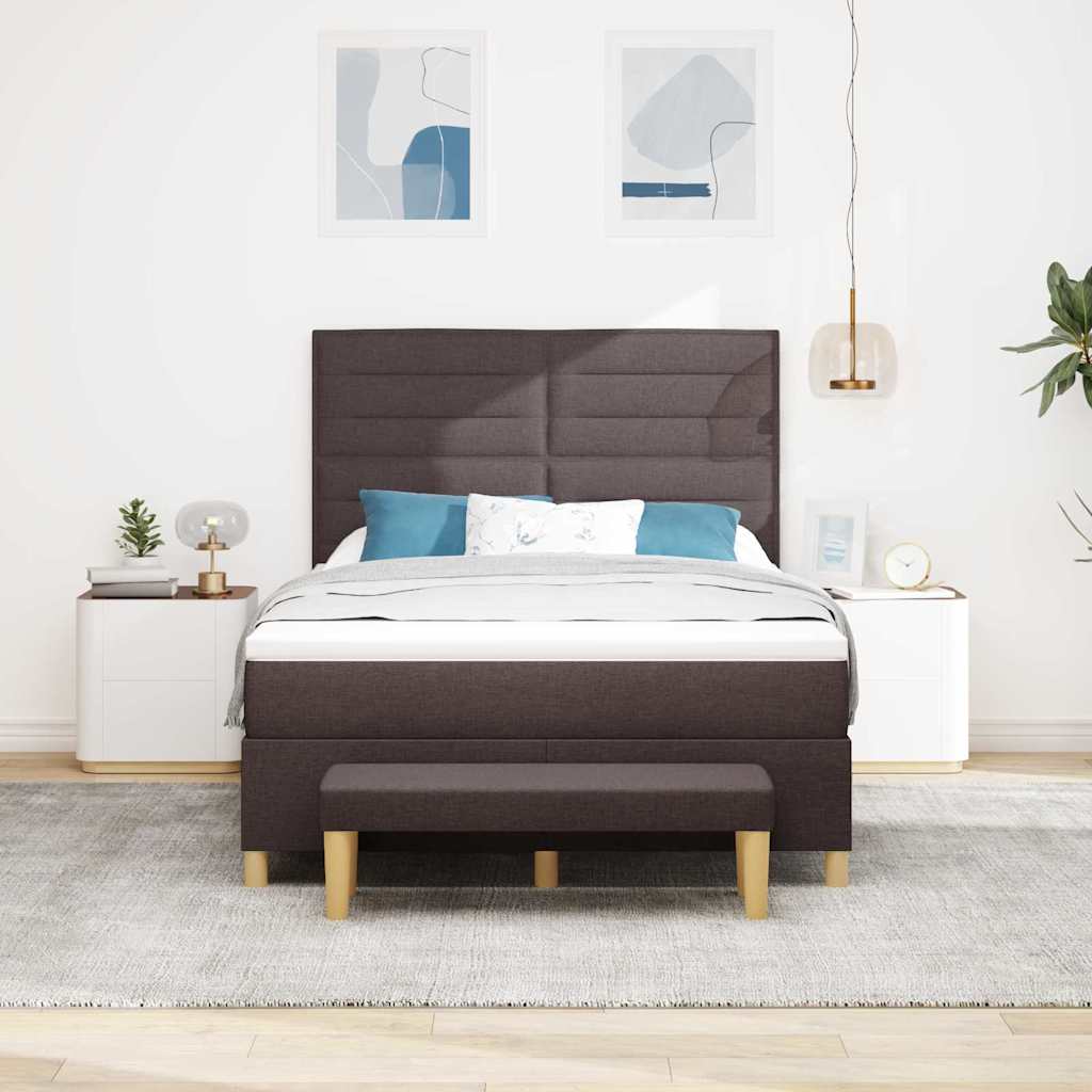 Box spring seng med hovedgærde Mørkebrun 200 x 160 cm Stof