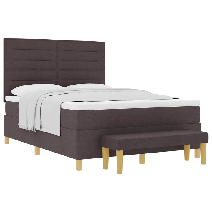 Box spring seng med hovedgærde Mørkebrun 200 x 160 cm Stof