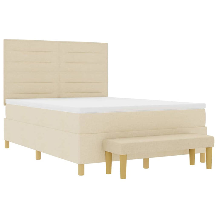 Box spring seng med hovedgærde Creme 200 x 160 cm Stof