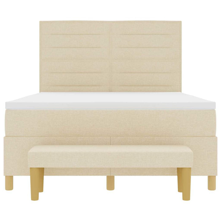 Box spring seng med hovedgærde Creme 200 x 160 cm Stof