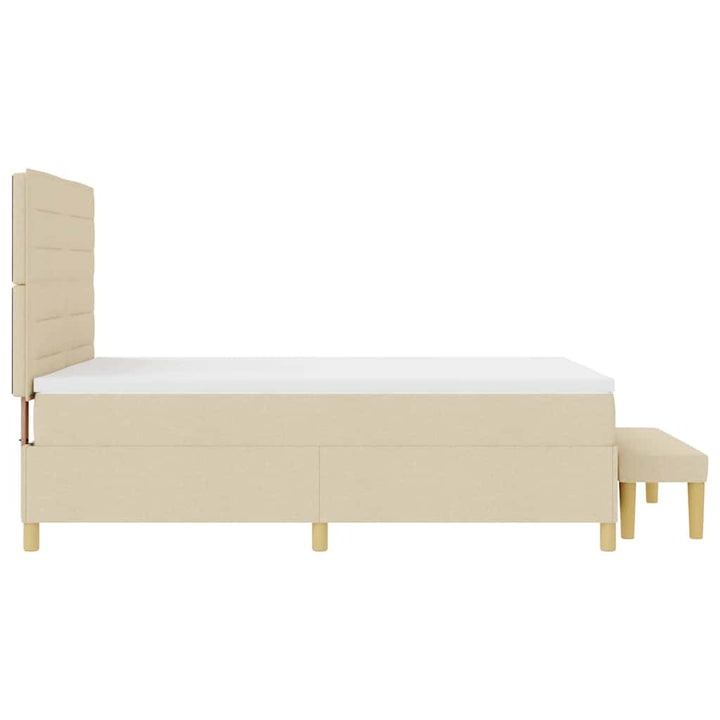 Box spring seng med hovedgærde Creme 200 x 160 cm Stof