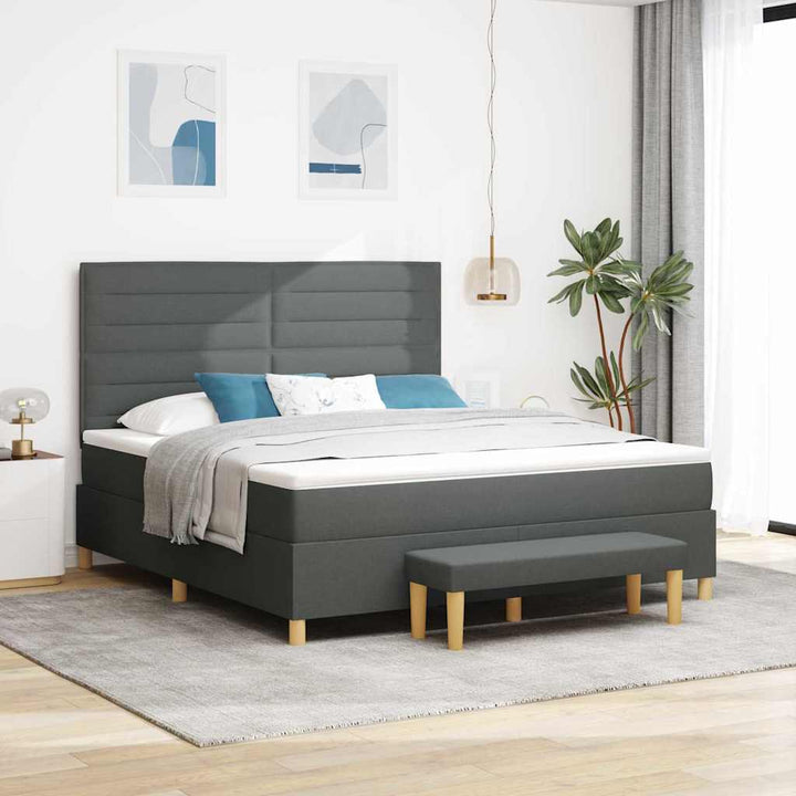 Box spring seng med hovedgærde Mørkegrå 200 x 180 cm Stof