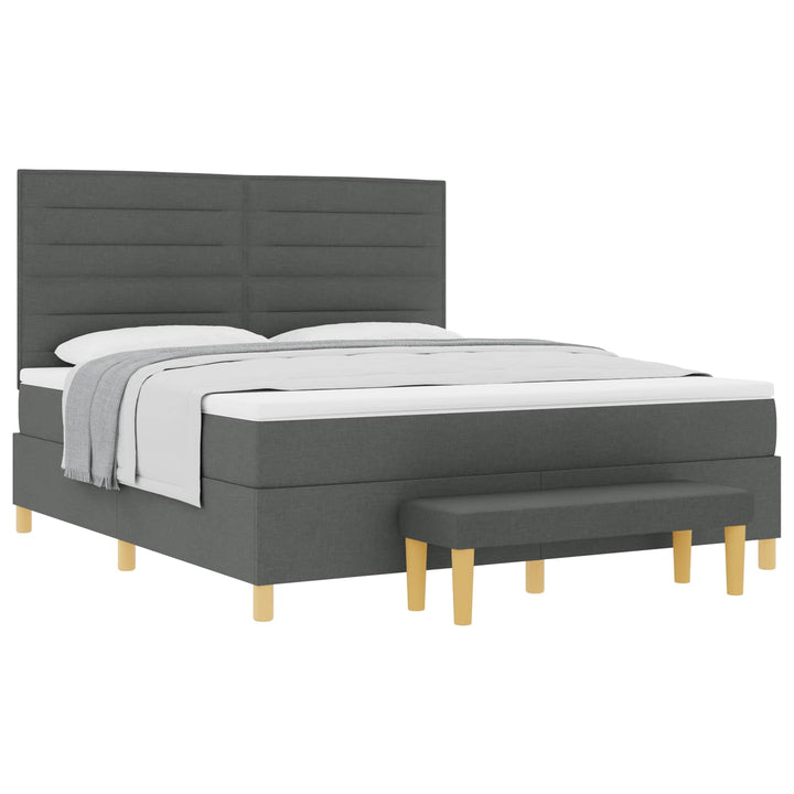 Box spring seng med hovedgærde Mørkegrå 200 x 180 cm Stof