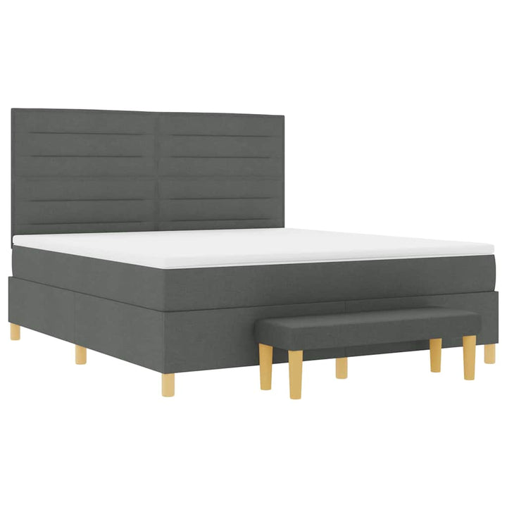 Box spring seng med hovedgærde Mørkegrå 200 x 180 cm Stof
