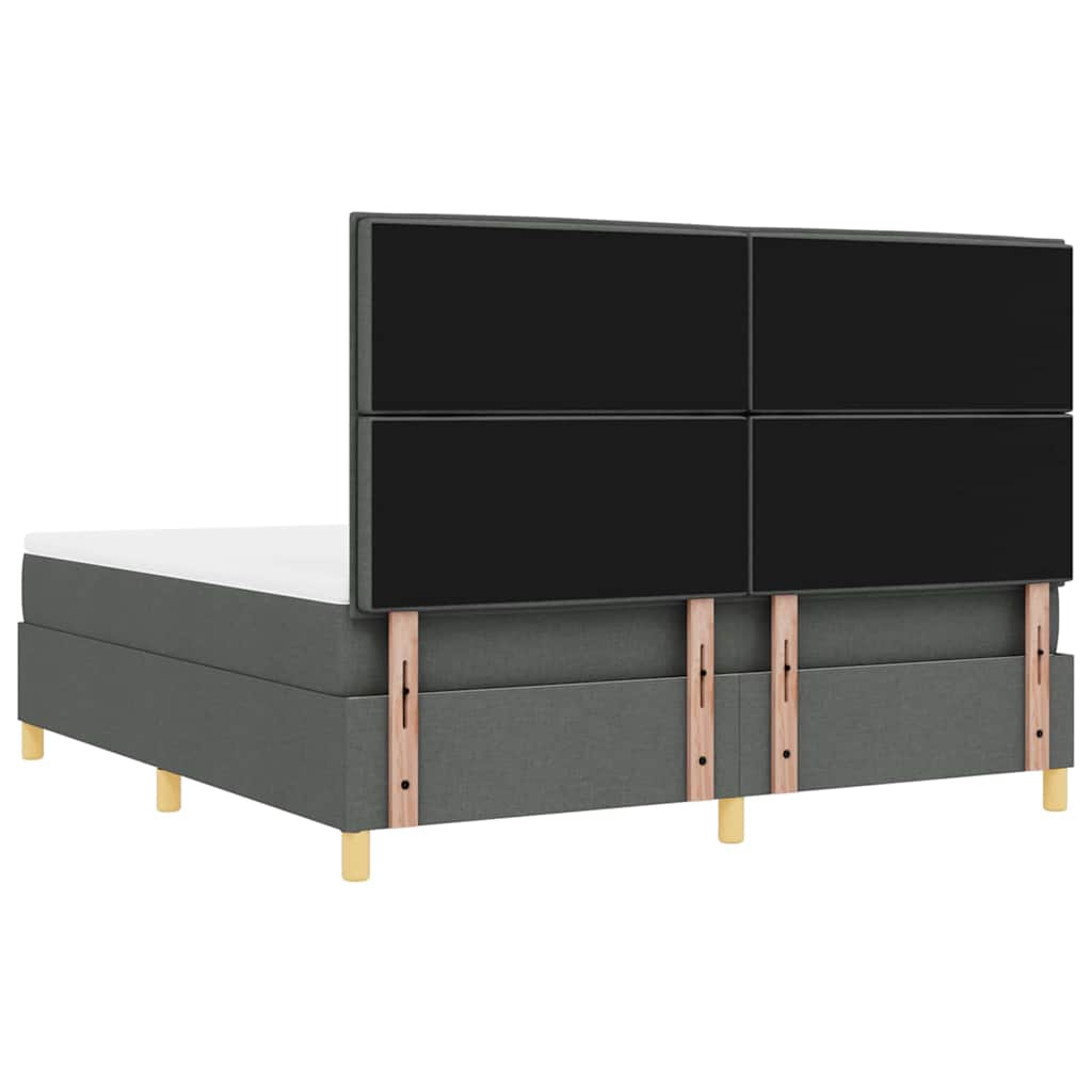 Box spring seng med hovedgærde Mørkegrå 200 x 180 cm Stof
