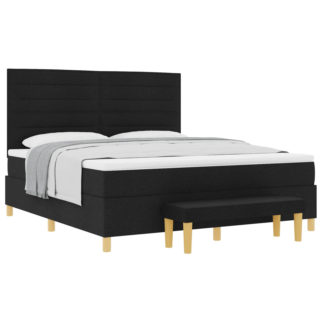 Box spring seng med hovedgærde Sort 200 x 180 cm Stof