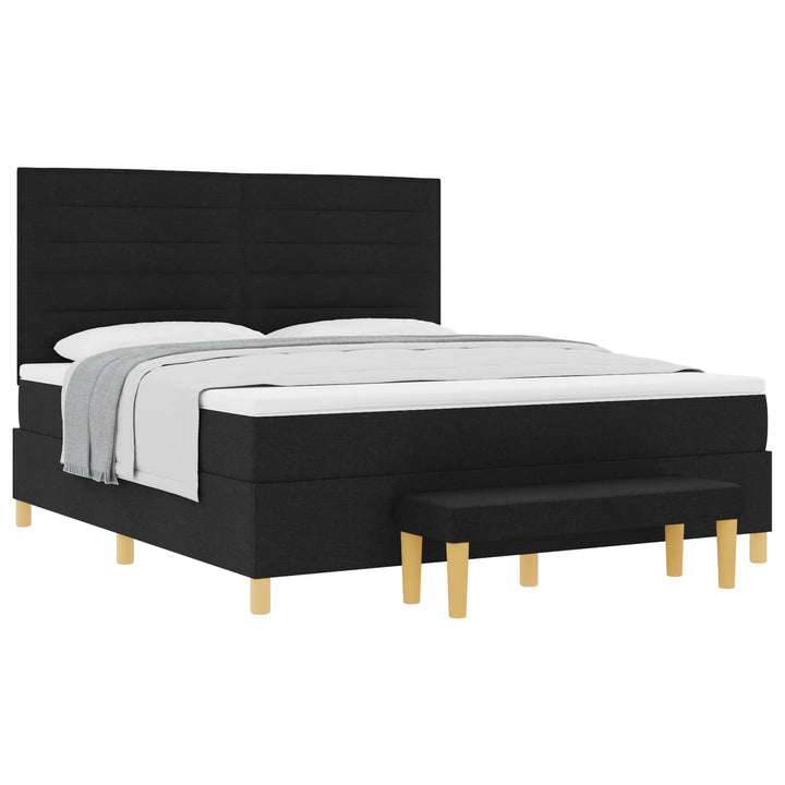 Box spring seng med hovedgærde Sort 200 x 180 cm Stof