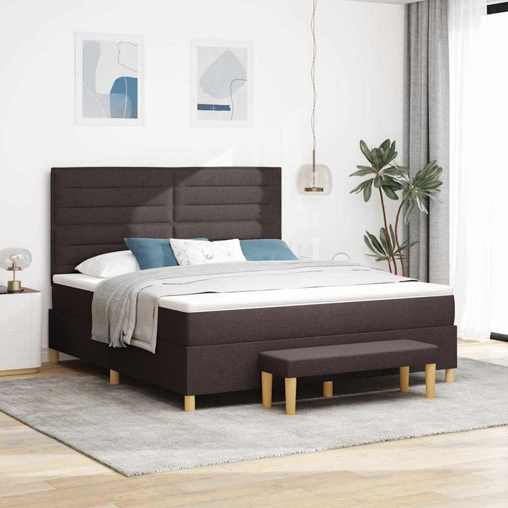 Box spring seng med hovedgærde Mørk Brun 200 x 180 cm Stof