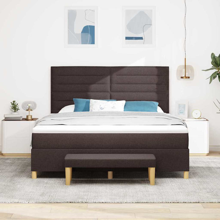 Box spring seng med hovedgærde Mørk Brun 200 x 180 cm Stof