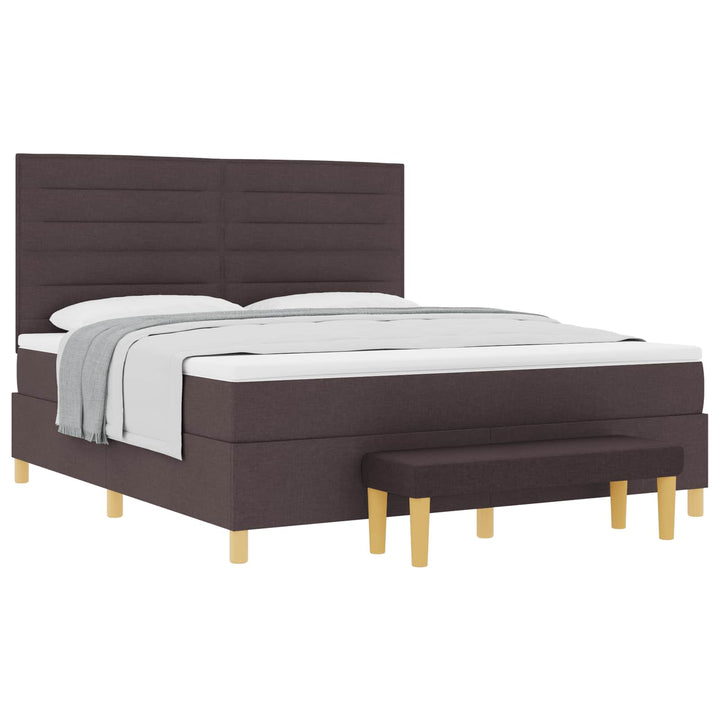 Box spring seng med hovedgærde Mørk Brun 200 x 180 cm Stof
