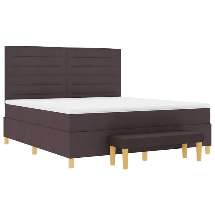Box spring seng med hovedgærde Mørk Brun 200 x 180 cm Stof