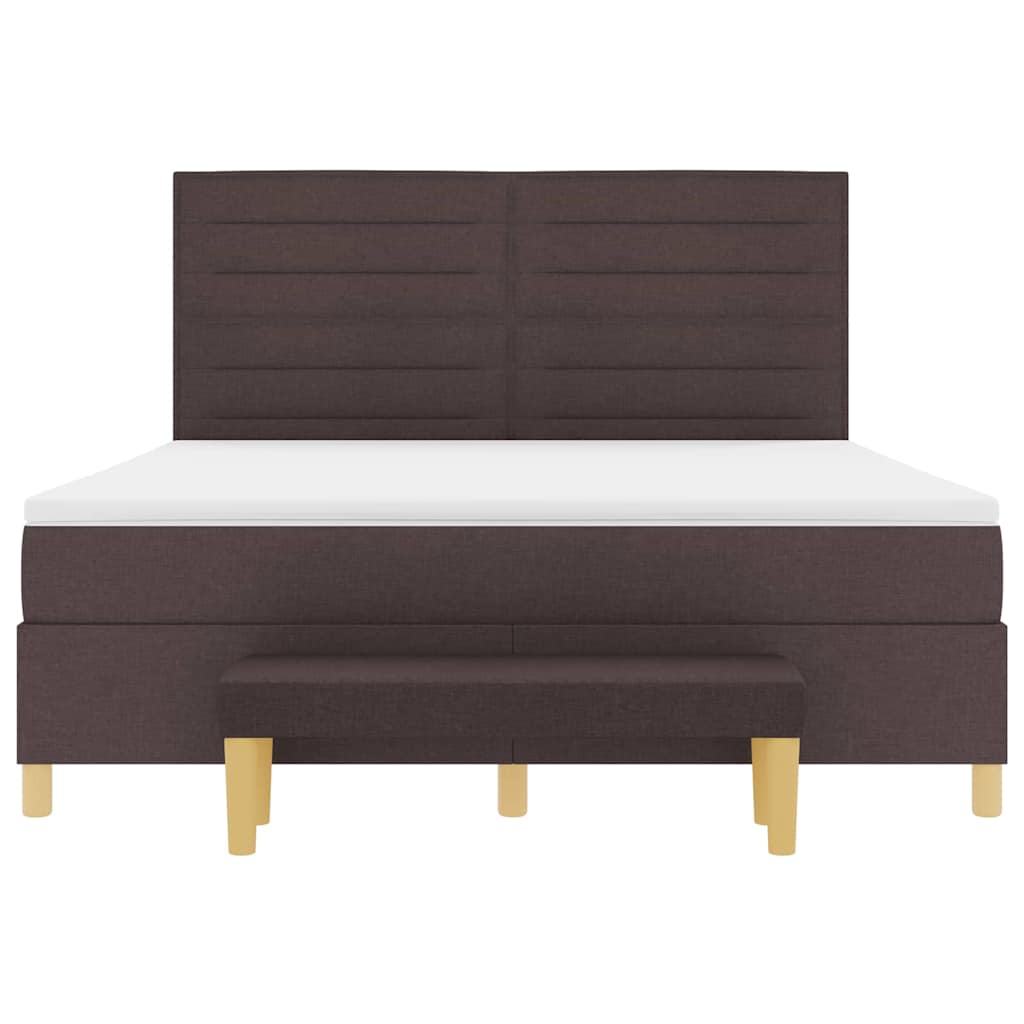 Box spring seng med hovedgærde Mørk Brun 200 x 180 cm Stof