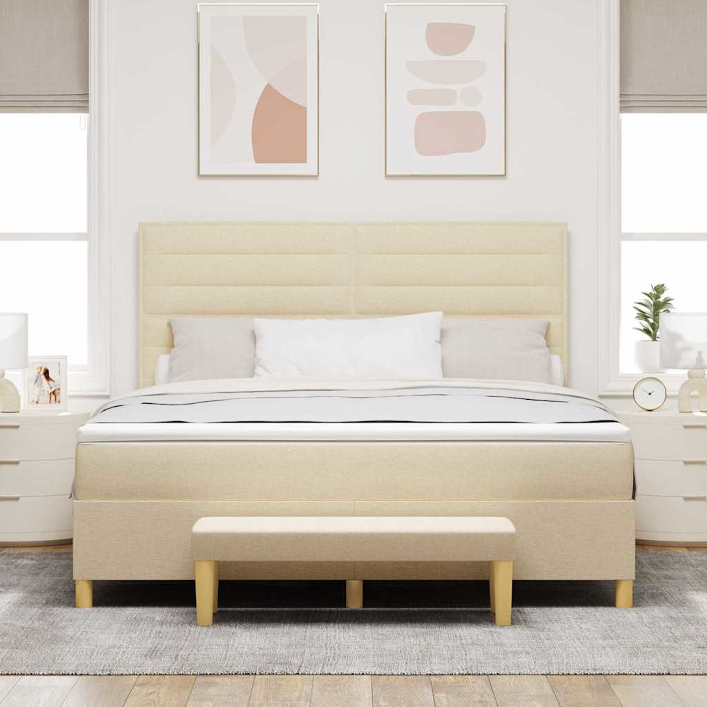 Box spring seng med hovedgærde Creme 200 x 180 cm Stof